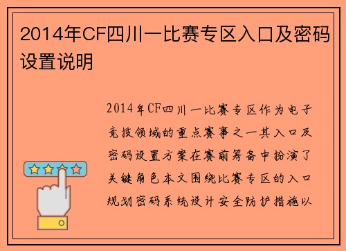 2014年CF四川一比赛专区入口及密码设置说明